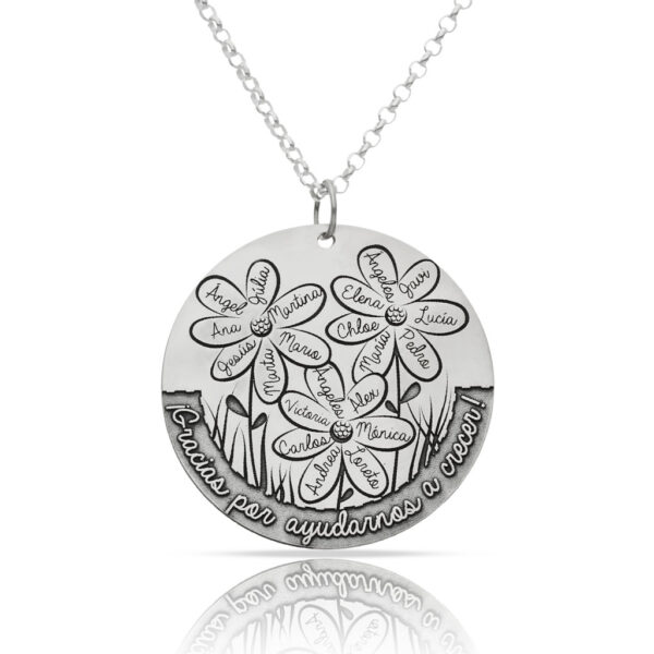 Gargantilla plata 925mm profesora flores - 30mm