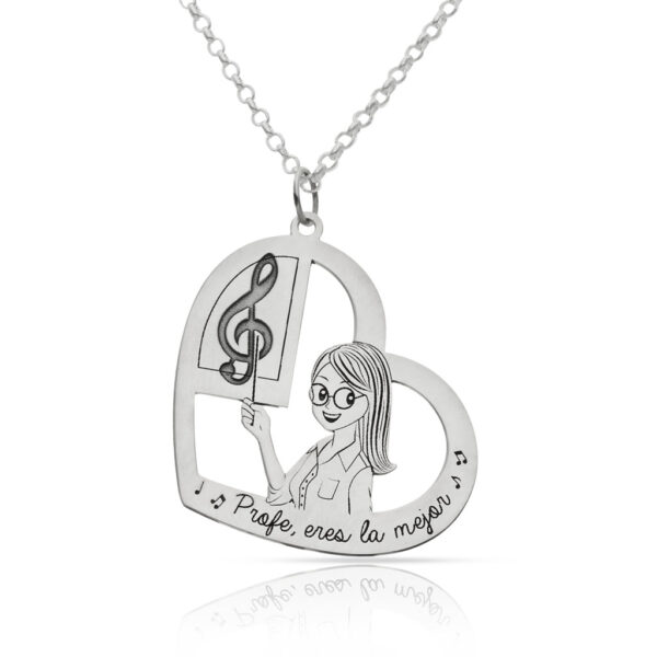 Gargantilla plata 925mm profesora musica - 28x26mm