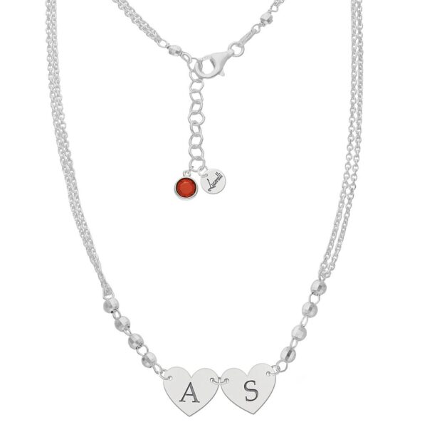 Gargantilla plata 925mm - corazones + iniciales
