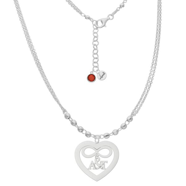 Gargantilla plata 925mm -  corazon + infinito + iniciales