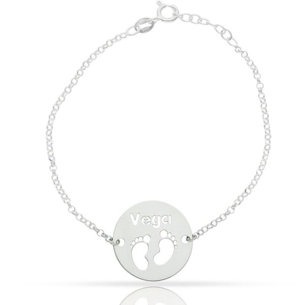 Pulsera plata 925mm nombre + pies