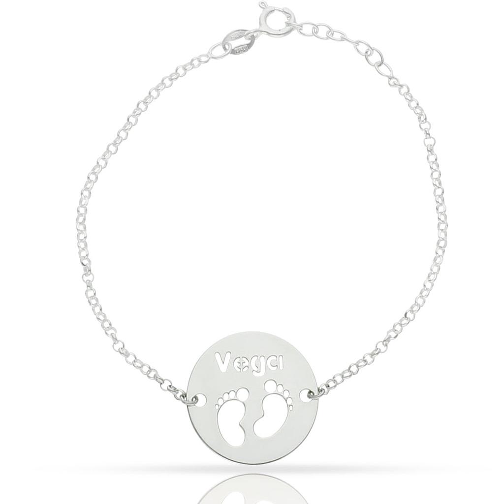 Pulsera plata 925mm nombre + pies
