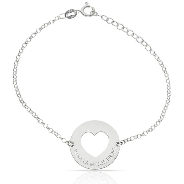 Pulsera plata 925mm corazon + frase - 20mm