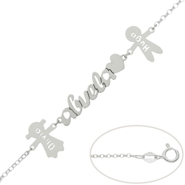 Pulsera plata 925mm abuela + niños