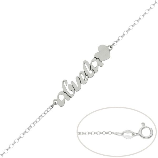 Pulsera plata 925mm abuela + corazon
