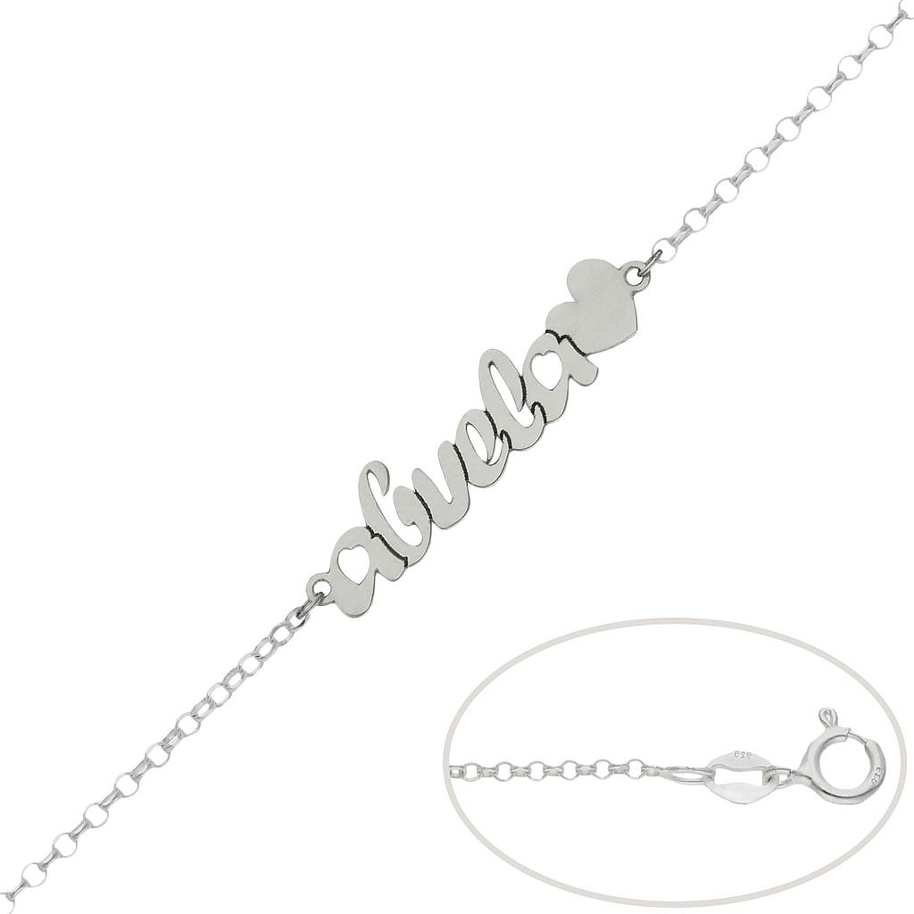 Pulsera plata 925mm abuela + corazon