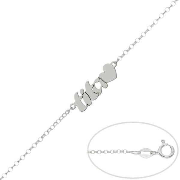 Pulsera plata 925mm tita + corazon