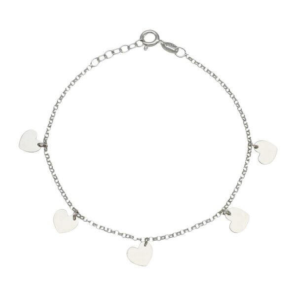 Tobillera plata 925mm mini charms corazones