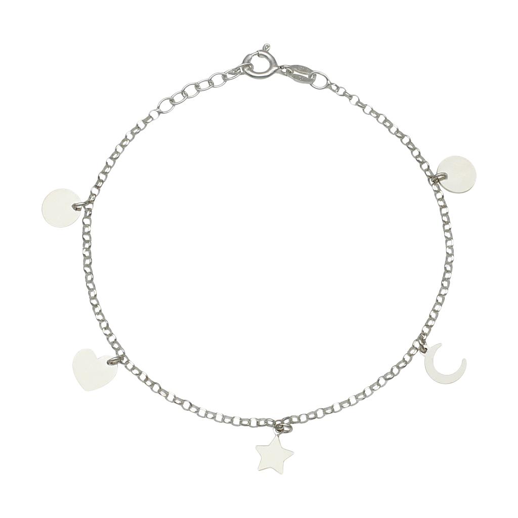 Tobillera plata 925mm mini charms mix