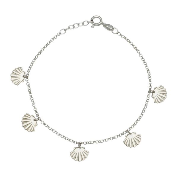 Tobillera plata 925mm mini charms conchas