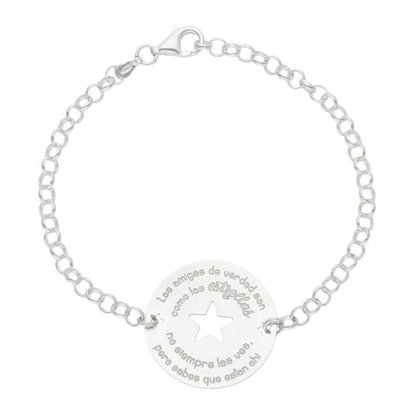 Pulsera plata 925mm amigas estrella + frase