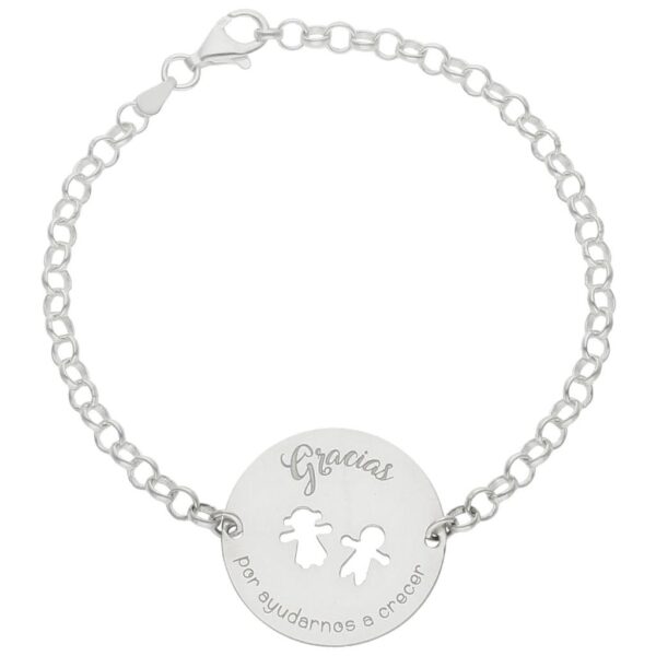 Pulsera plata 925mm profe + frase - 25mm