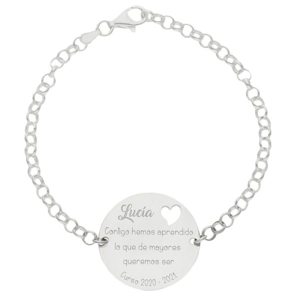 Pulsera plata 925mm profe + frase - 25mm