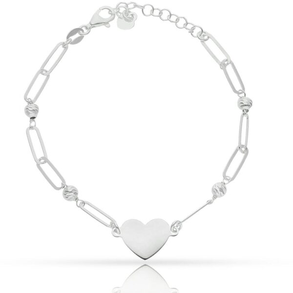 Pulsera plata 925mm corazon + bolas