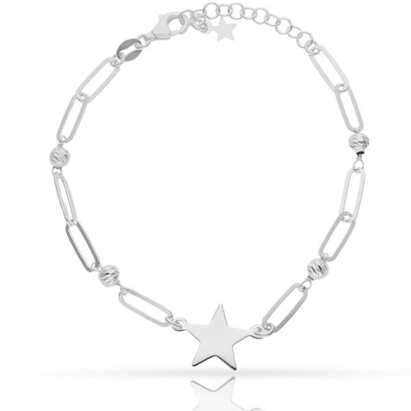 Pulsera plata 925mm estrella + bolas