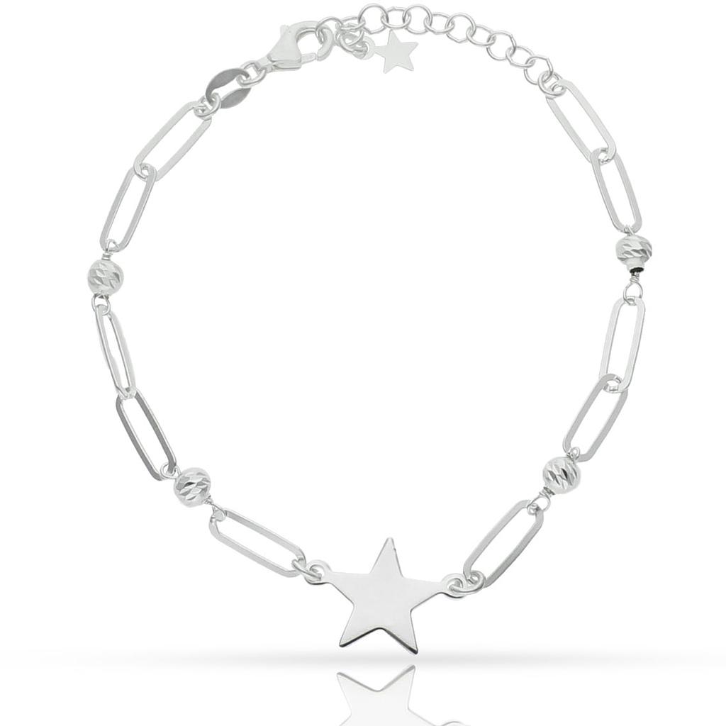 Pulsera plata 925mm estrella + bolas