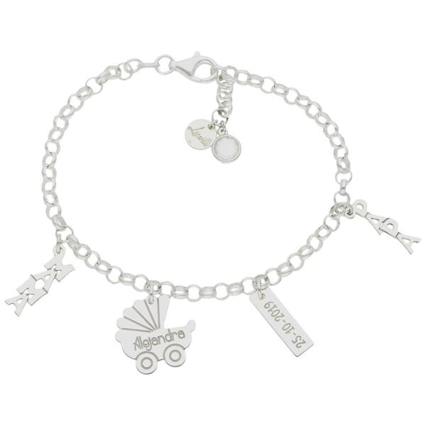 Pulsera mi historia plata 925mm nacimiento