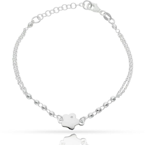 Pulsera plata 925mm flor + bolas