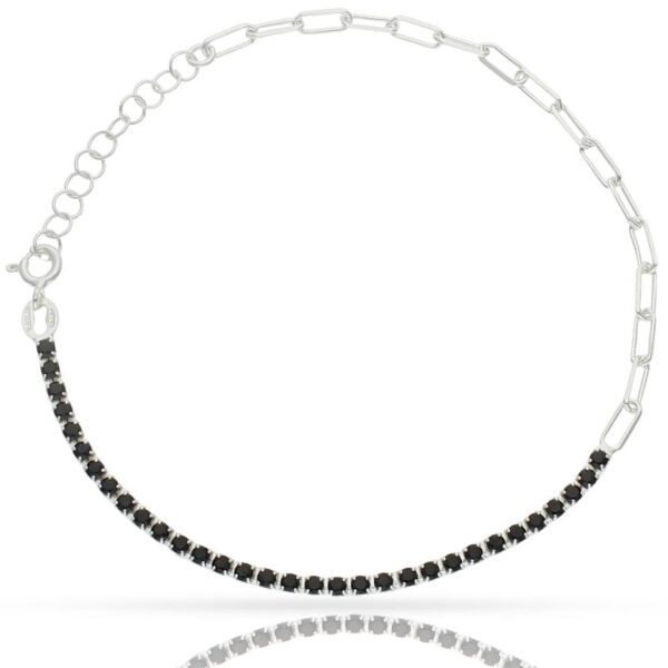 Pulsera plata 925mm circonitas negras