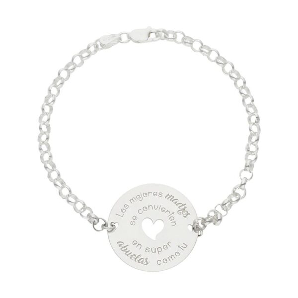 Pulsera plata 925mm madre y abuela corazon + frase