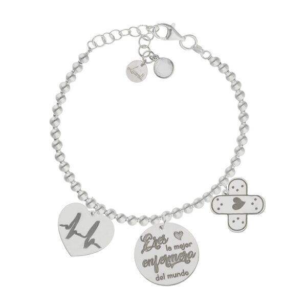 Pulsera mi historia plata 925mm bolas enfermera