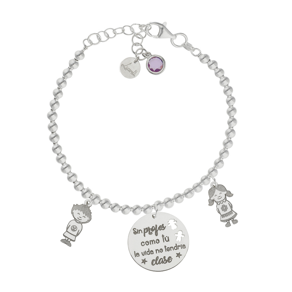 Pulsera mi historia plata 925mm bolas profe