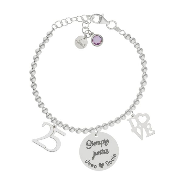 Pulsera mi historia plata 925mm bolas siempre juntos