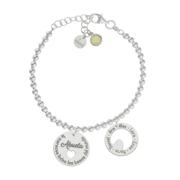 Pulsera mi historia plata 925mm bolas abuela besos