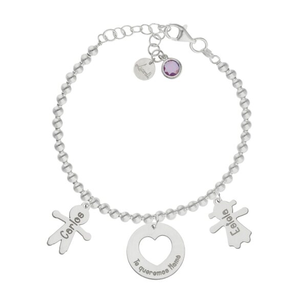 Pulsera mi historia plata 925mm bolas te queremos