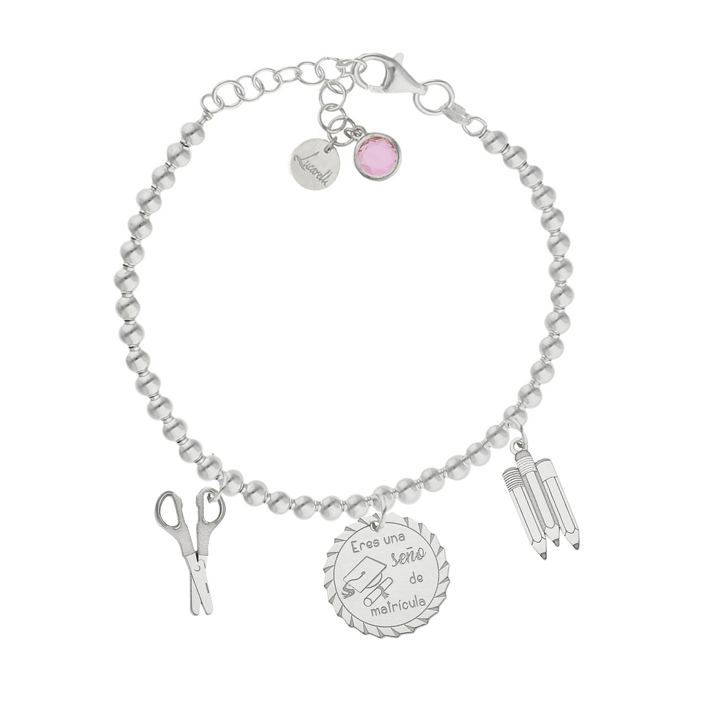 Pulsera mi historia plata 925mm bolas seño