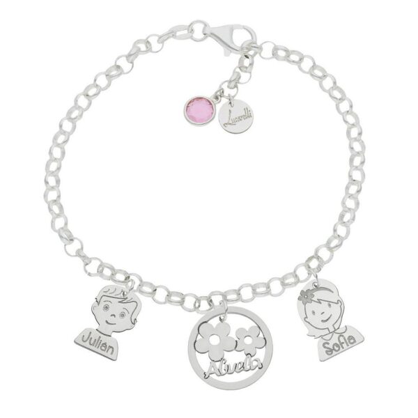 Pulsera mi historia plata 925mm abuela flores