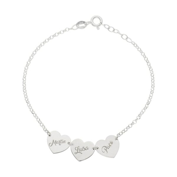 Pulsera plata 925mm corazones