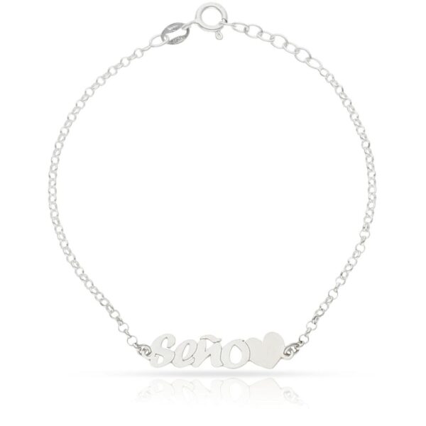 Pulsera seño + corazón plata 925mm