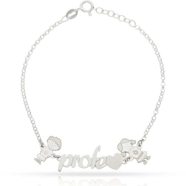 Pulsera profe + 2 niños plata 925mm