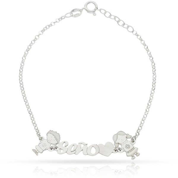 Pulsera seño + 2 niños plata 925mm