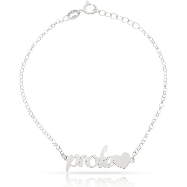Pulsera profe + corazon plata 925mm
