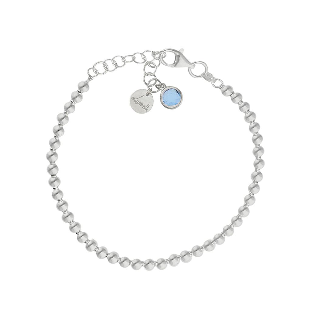 Pulsera mi historia plata 925mm bolas - azul