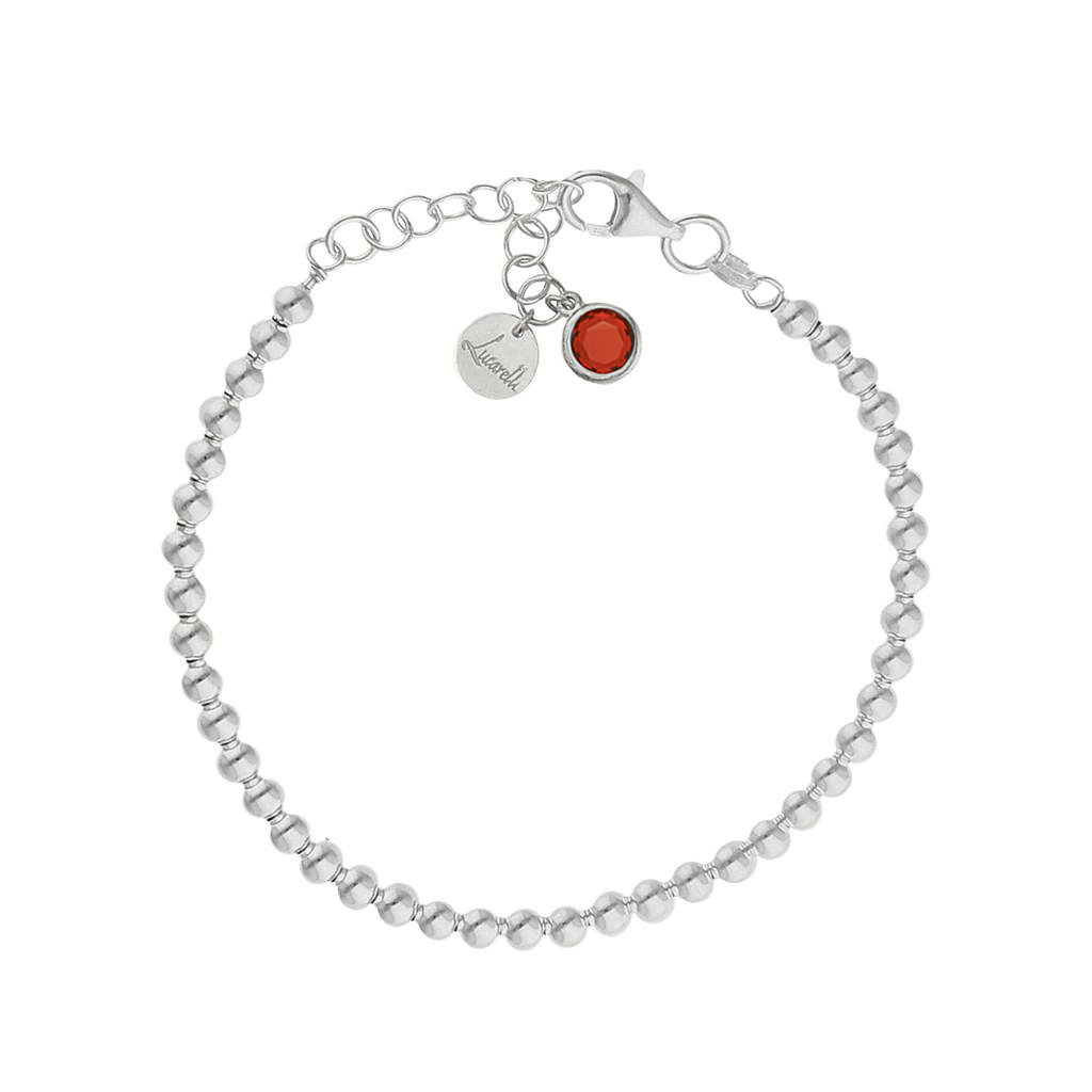 Pulsera mi historia plata 925mm bolas - rojo