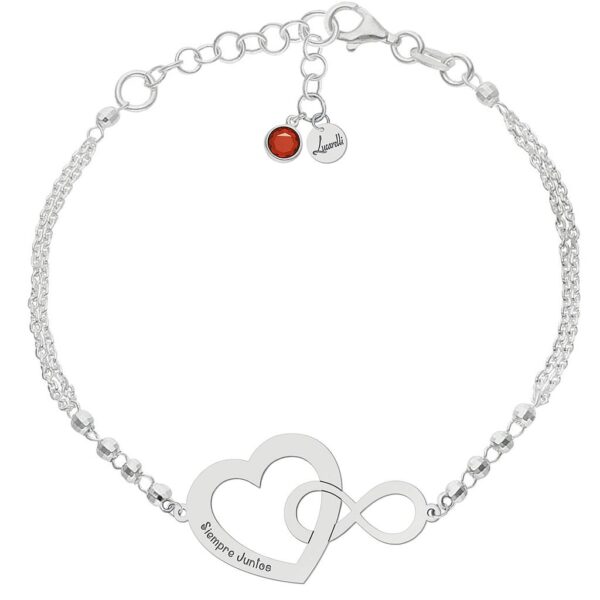 Pulsera plata 925mm forzada + bolas - corazon + infinito