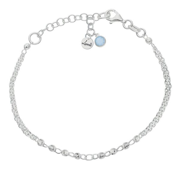 Pulsera mi historia plata 925mm forzada + bolas - azul