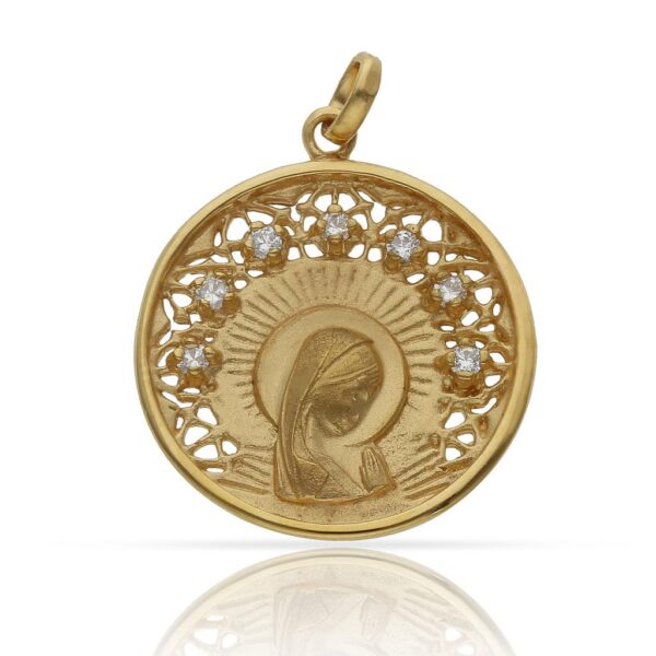 Medalla plata chapada oro virgen niña - 25mm