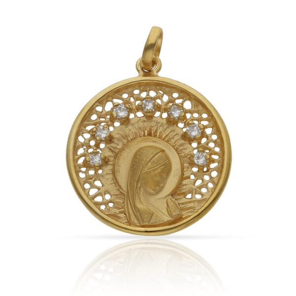 Medalla plata chapada oro virgen niña - 22mm