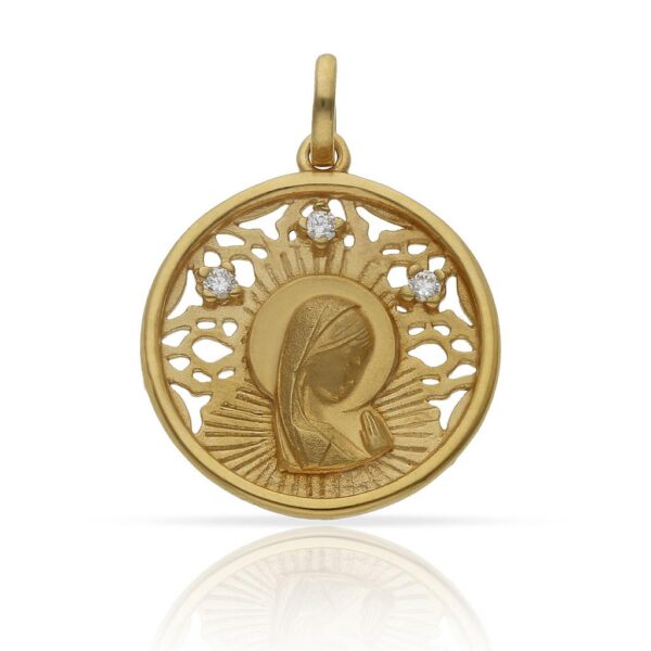 Medalla plata chapada oro virgen niña - 22mm