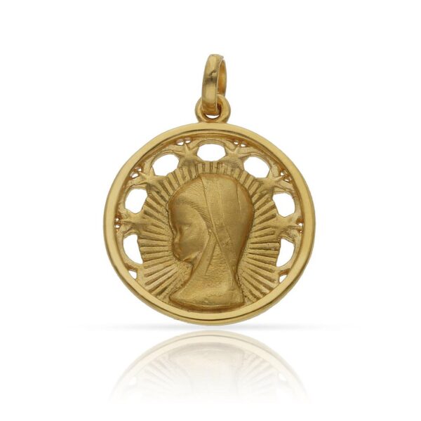 Medalla plata chapada oro virgen niña - 20mm