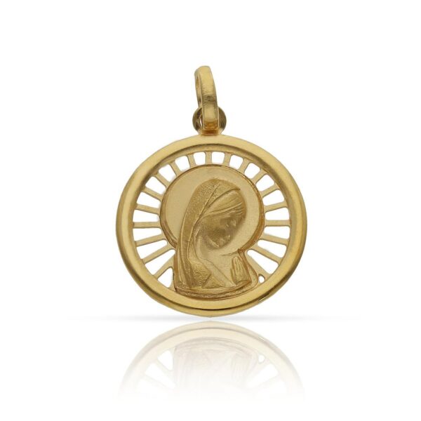 Medalla plata chapada oro virgen niña - 18mm