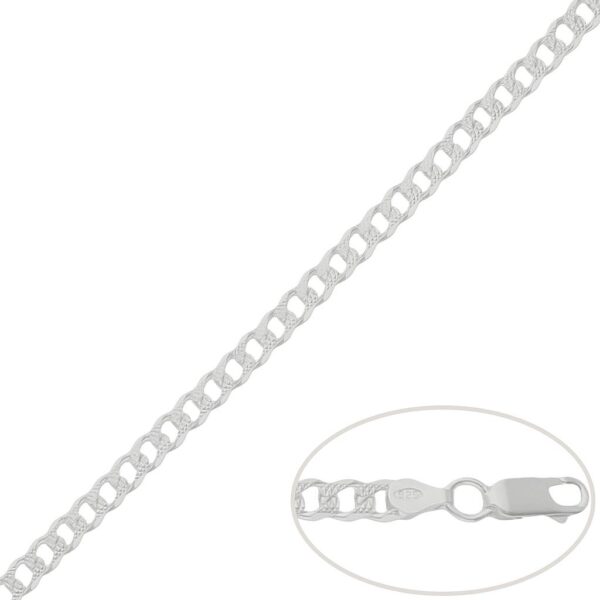 Cadena plata 925mm barbada tallada - 5mm