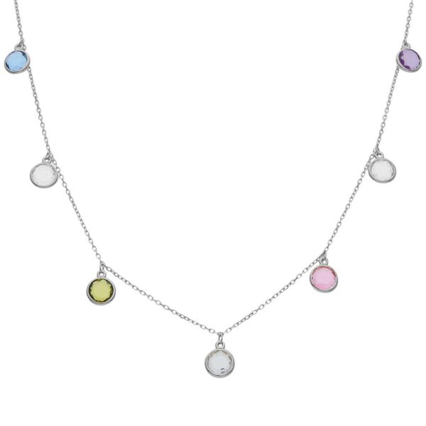 Gargantilla plata 925mm piedras colores