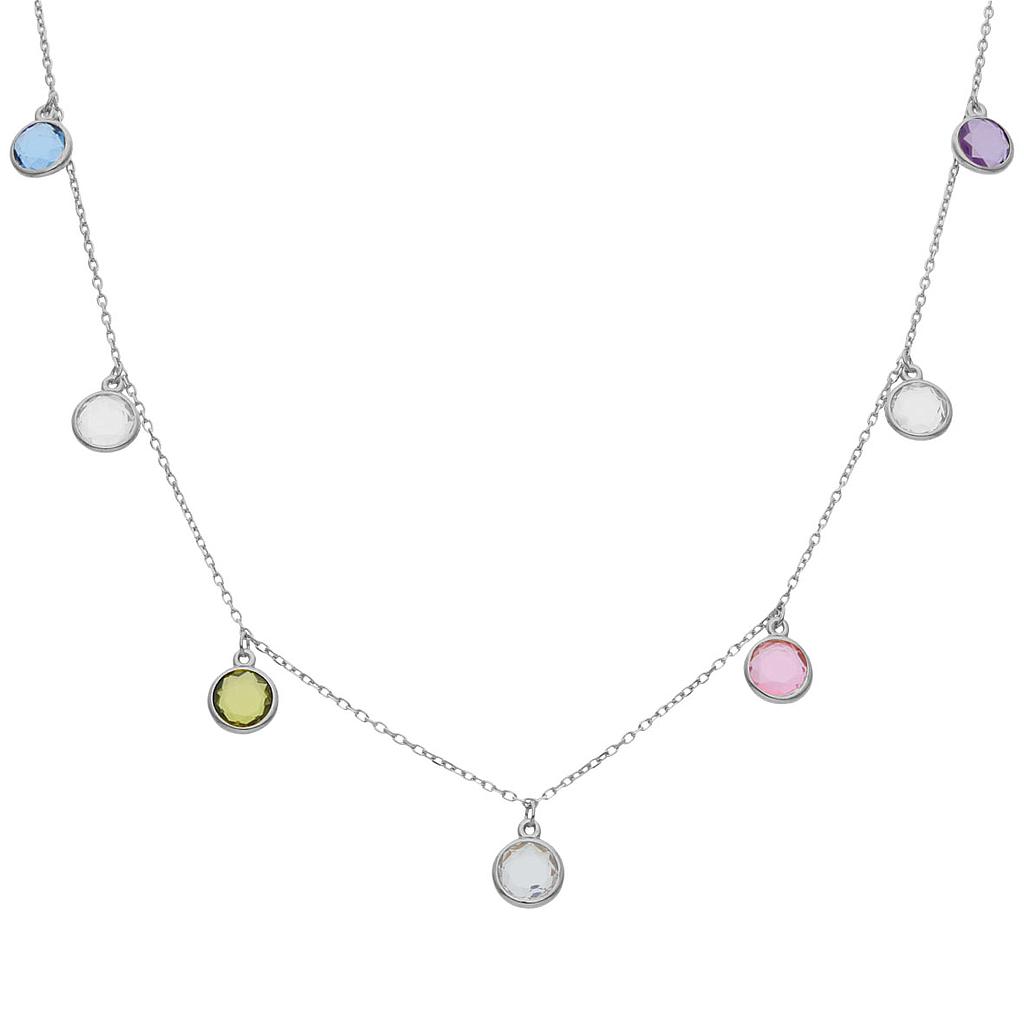 Gargantilla plata 925mm piedras colores