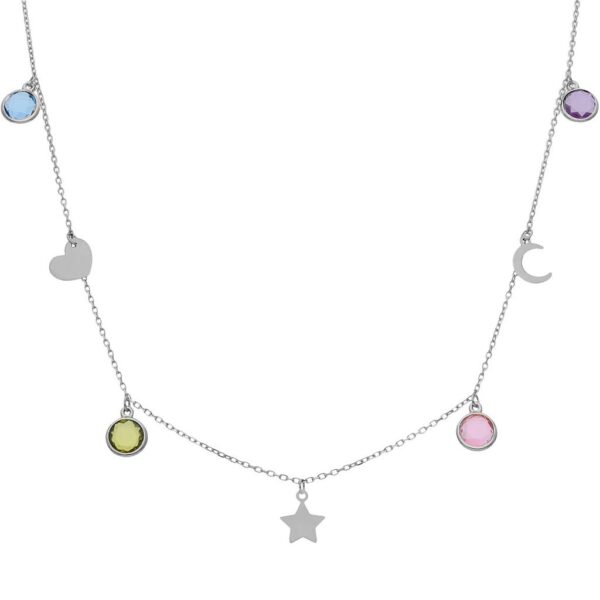 Gargantilla plata 925mm mix charms+piedras