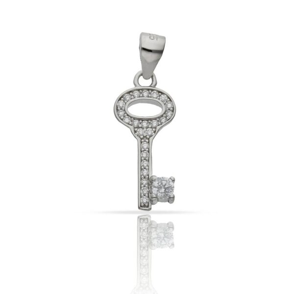 Colgante plata 925mm llave circonitas - 8x17mm